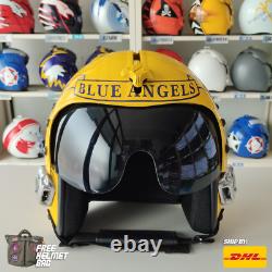 The Blue Angels Hgu-33 Flight Helmet Movie Prop Pilot Aviator Usn Chrome +hl Bag