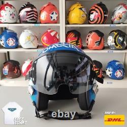 Top Gun Blue Omaha Hgu-55 Flight Helmet Movie Prop Pilot Aviator Usn Navy+shirt