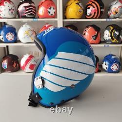 Top Gun Blue Omaha Hgu-55 Flight Helmet Movie Prop Pilot Aviator Usn Navy+shirt