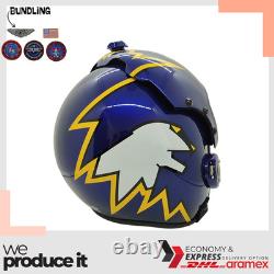 Top Gun Cougar Hgu-33 Flight Helmet Movie Prop Pilot Aviator Usn Navy + Patch