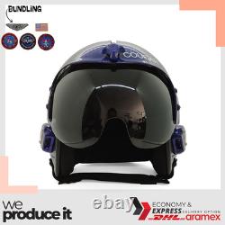 Top Gun Cougar Hgu-33 Flight Helmet Movie Prop Pilot Aviator Usn Navy + Patch