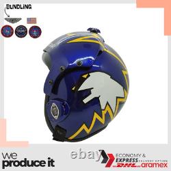 Top Gun Cougar Hgu-33 Flight Helmet Movie Prop Pilot Aviator Usn Navy + Patch