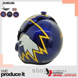 Top Gun Cougar Hgu-33 Flight Helmet Movie Prop Pilot Aviator Usn Navy + Patch