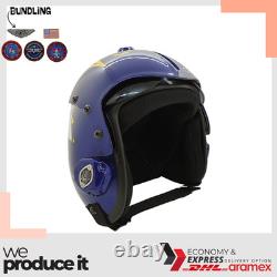 Top Gun Cougar Hgu-33 Flight Helmet Movie Prop Pilot Aviator Usn Navy + Patch