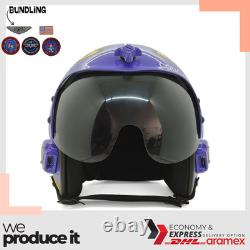 Top Gun Cougar V2 Hgu-33 Flight Helmet Movie Prop Pilot Aviator Usn Navy + Patch