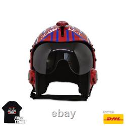 Top Gun Goose Blue Hgu-33 Flight Helmet Movie Prop Pilot Aviator Usn Navy+shirt