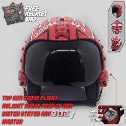 Top Gun Goose Flight Helmet Prop Pilot Naval Aviator USN Navy Chrome Receiver