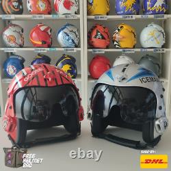 Top Gun Goose+iceman Hgu-33 Flight Helmet Movie Prop Pilot Aviator Usn Navy+bag