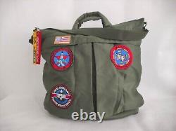 Top Gun Green Bag Pilot Flight Helmet + Patches