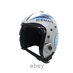 Top Gun Iceman Flight Helmet Prop Pilot Naval Aviator USN Navy Chrome Receiver