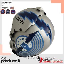 Top Gun Iceman Hgu-33 Flight Helmet Movie Prop Pilot Aviator Usn Navy + Patch
