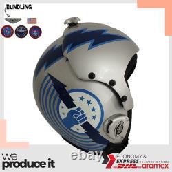 Top Gun Iceman Hgu-33 Flight Helmet Movie Prop Pilot Aviator Usn Navy + Patch