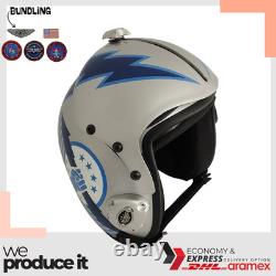 Top Gun Iceman Hgu-33 Flight Helmet Movie Prop Pilot Aviator Usn Navy + Patch