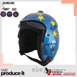 Top Gun Jester Hgu-33 Flight Helmet Movie Prop Pilot Aviator Usn Navy + Patch
