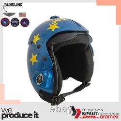 Top Gun Jester Hgu-33 Flight Helmet Movie Prop Pilot Aviator Usn Navy + Patch