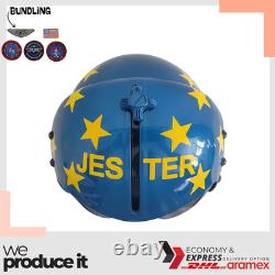 Top Gun Jester Hgu-33 Flight Helmet Movie Prop Pilot Aviator Usn Navy + Patch