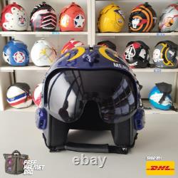 Top Gun Merlin Hgu-33 Flight Helmet Movie Prop Pilot Naval Aviator Usn + Hlm Bag