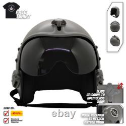 Top Gun Plain Grey Flight Helmet Movie Prop Pilot Naval Aviator Usn Navy+t-shirt