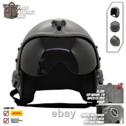 Top Gun Plain Grey Flight Helmet MovieProp Pilot Aviator USN Navy +Helmet Bag