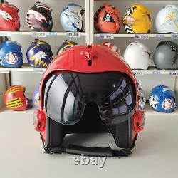 Top Gun Plain Red Hgu-33 Flight Helmet Movie Prop Pilot Aviator Usn Usaf + Bag