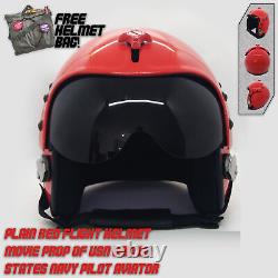 Top Gun Plain Red Hgu-33 Flight Helmet Movie Prop Pilot Aviator Usn Usaf + Bag