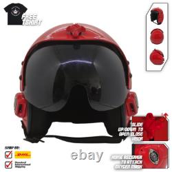 Top Gun Plain Red Hgu-33 Flight Helmet Movie Prop Pilot Aviator Usn Usaf V2 + Sh