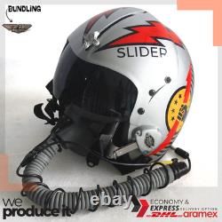 Top Gun Slider HGU-33 Flight Helmet Movie Prop Pilot Aviator USN + MBU Mask Rep