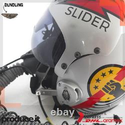 Top Gun Slider HGU-33 Flight Helmet Movie Prop Pilot Aviator USN + MBU Mask Rep