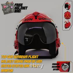 Top Gun Sundown Flight Helmet Prop Pilot Naval Aviator USN Navy Chrome Receiver