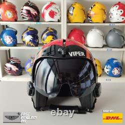 Top Gun Viper Hgu-33 Flight Helmet Movie Prop Pilot Naval Aviator Usn Navy + Pin