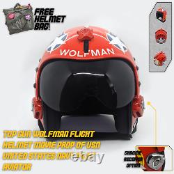 Top Gun Wolfman Flight Helmet Prop Pilot Naval Aviator USN Navy Chrome Receiver