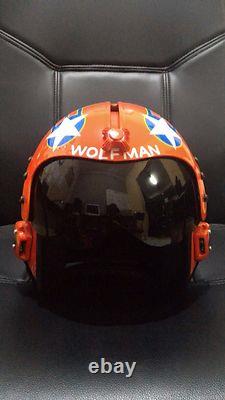 Top Gun Wolfman Hgu-33 Flight Helmet Movie Prop Pilot Aviator Usn Navy+ Pin