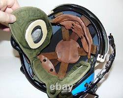 U. S. Navy SPH-3B Helicopter Pilot Flight Helmet, Dual Visor, Blue Reflective Tape