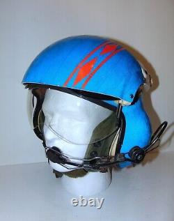 U. S. Navy SPH-3B Helicopter Pilot Flight Helmet, Dual Visor, Blue Reflective Tape