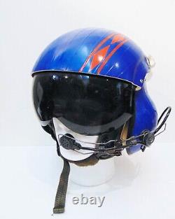 U. S. Navy SPH-3B Helicopter Pilot Flight Helmet, Dual Visor, Blue Reflective Tape