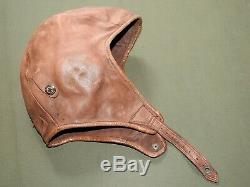 US Army Air Corps 30s Pre-WW2 PILOT SCULLY AIR MAIL LEATHER FLIGHT HELMET Vtg