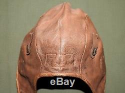 US Army Air Corps 30s Pre-WW2 PILOT SCULLY AIR MAIL LEATHER FLIGHT HELMET Vtg