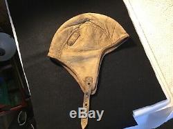 US Navy USMC Marine WW2 PILOT NAF LEATHER FLIGHT HELMET Vtg WWII early