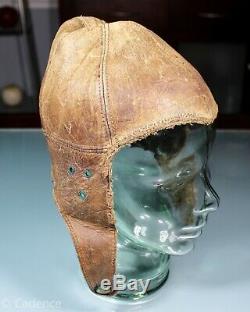 US WW1 Aviator Pilot Leather Flight Crash Helmet. Good Condition. Small. Nice