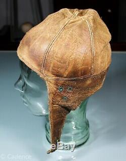 US WW1 Aviator Pilot Leather Flight Crash Helmet. Good Condition. Small. Nice