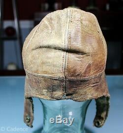 US WW1 Aviator Pilot Leather Flight Crash Helmet. Good Condition. Small. Nice