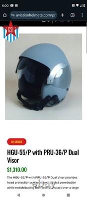 USAF Gentex HGU-55/P Flight Helmet With Mbu Mask Fighter Pilot Dual Visor