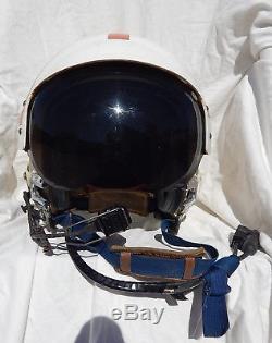 USN USMC Pilot Flight Helmet Type APH-6D Dual Visor, Large, 1960's, Boom Mike