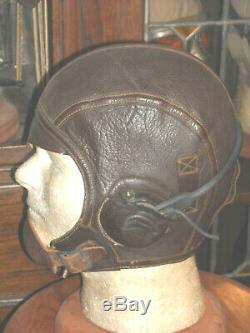 Us Navy Ww2 1092 Flight Pilot Helmet Sz 7 1/4 Th 37 Repro Reciever & Loom