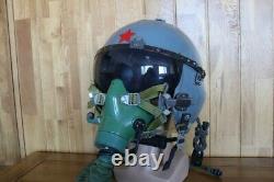 Used Air Force Fighter Pilot Helmet, Pull down Sunvisor, Oxygen Mask Ym-9915G