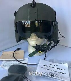 Used Commercial Medium Hgu56p Helicopter Pilot Flight Helmet, Lip Light Hgu 56