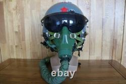 Used Fighter Pilot Flight Helmet, T Hook Oxygen Mask Bayonets Ym-9915G