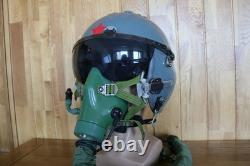 Used Fighter Pilot Flight Helmet, T Hook Oxygen Mask Bayonets Ym-9915G