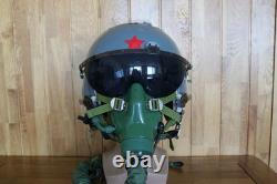 Used Fighter Pilot Flight Helmet, T Hook Oxygen Mask Bayonets Ym-9915G