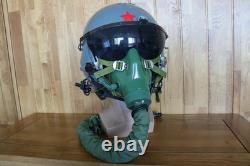 Used Fighter Pilot Flight Helmet, T Hook Oxygen Mask Bayonets Ym-9915G